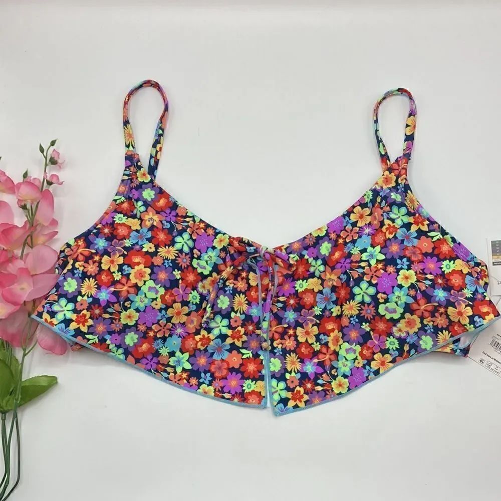 Women’s Junior's Floral Hanky Tank Top Bikini Swimsuit Bathing Suit Size L 11-13